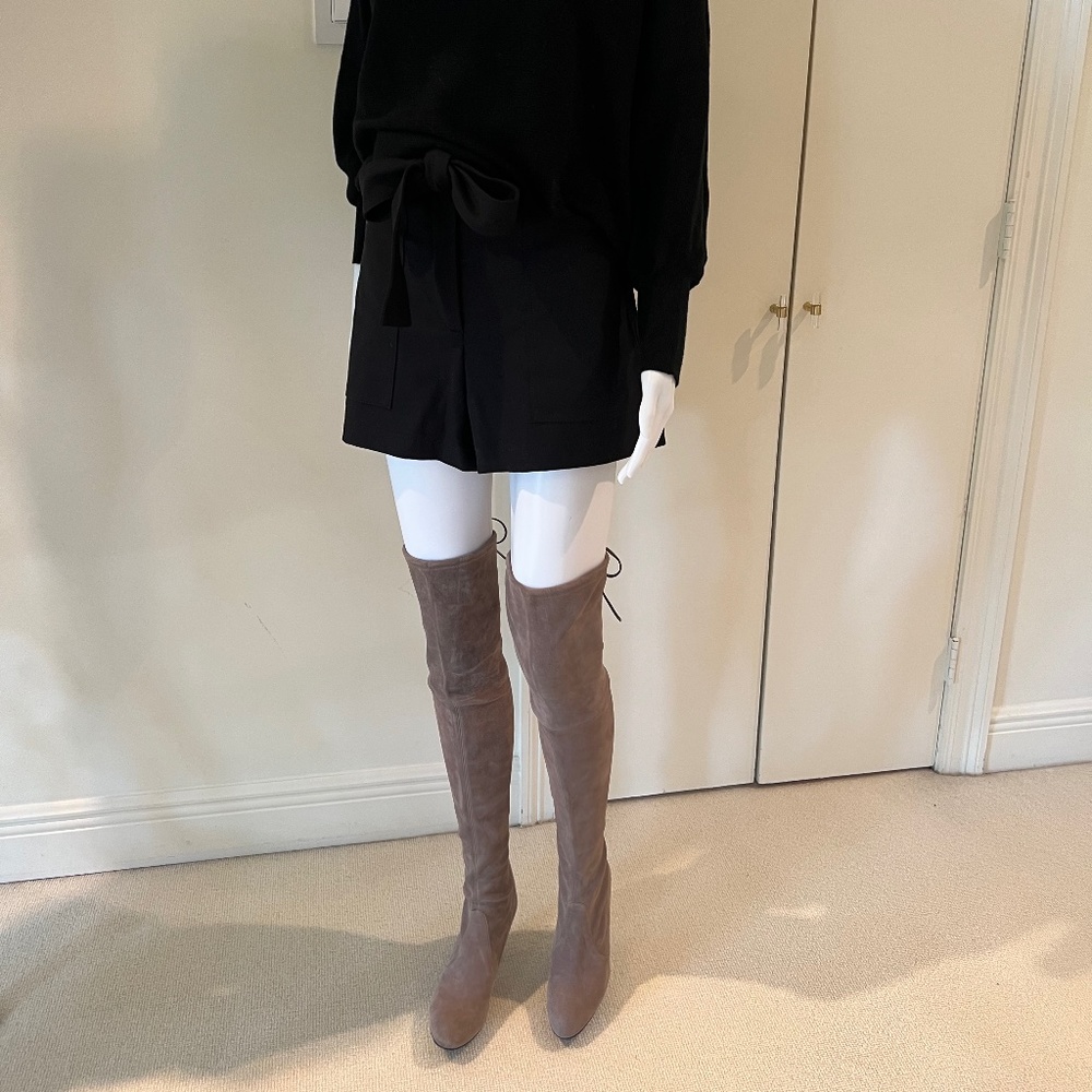 AUTHENTIC STUART WEITZMAN Highland Topo Suede Over the Knee Heel Boots